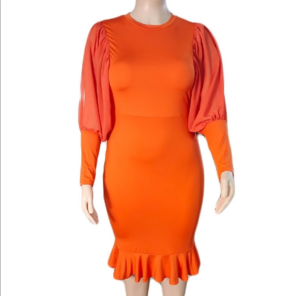 NEW‼️Plus Puff Sleeve Ruffle Dress - Picture 3 of 5